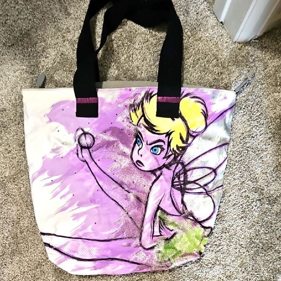 Disney Tinkerbell Stylish Purple and Black Tote Bag - Picture 1 of 9
